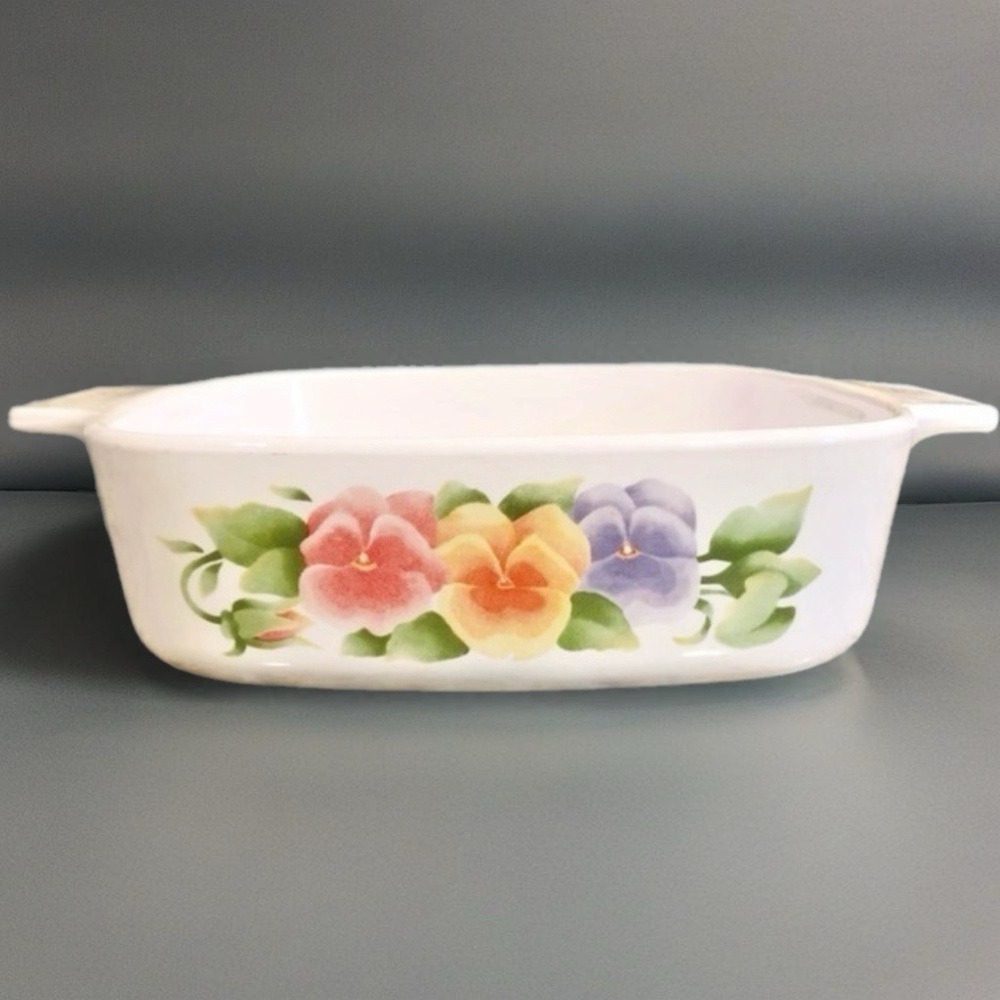 Vintage CorningWare Summer Blush Pansies A-1-B 1 Liter Cookware/Bakeware -NO LID